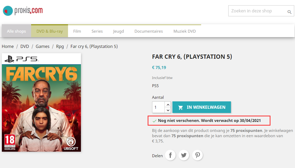零售商店显示PS5《孤岛惊魂6》或将在4月30日发售