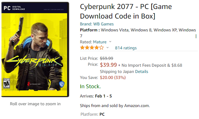 《赛博朋克2077》刚刚满月 国外已经半价促销